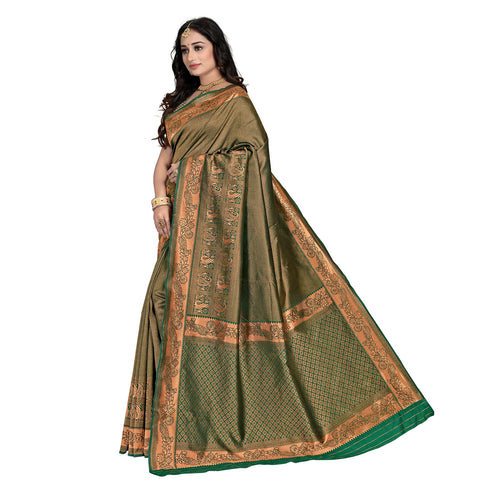 Vasthrlay Pink Kanjivaram Unstitched Saree
