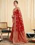 Vasthrlay Womens Banarasi Jacquard Red | Golden Saree With Unstitched Blouse Piece