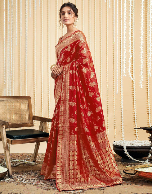 Vasthrlay Womens Banarasi Jacquard Sky Blue Saree