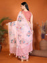 Vasthrlay Pink Womens Linen Ready To Wear Saree