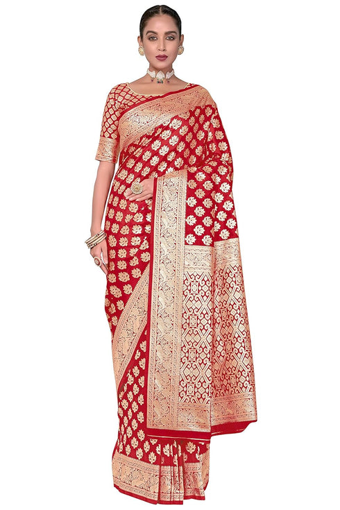 Vasthrlay Banarasi Bridal Maroon Ethnic Wear