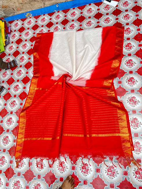 Vasthrlay Nr Handloom Bhagalpuri Running Green Orange