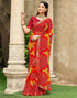 Vasthrlay Chiffon Bandhani Printed Red Saree With Unstitched Blouse Piece