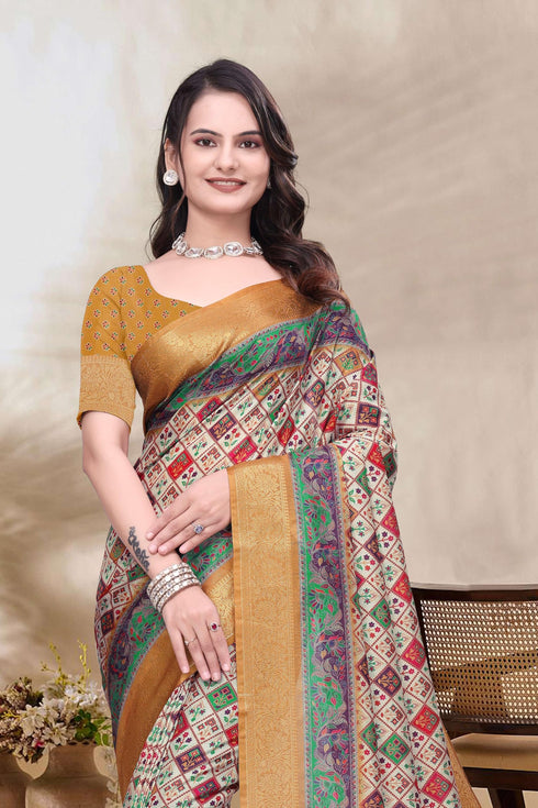 Vasthrlay Kanjivaram Unstitched Saree