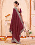 Vasthrlay Womens Embroidered Unstitched Maroon Saree