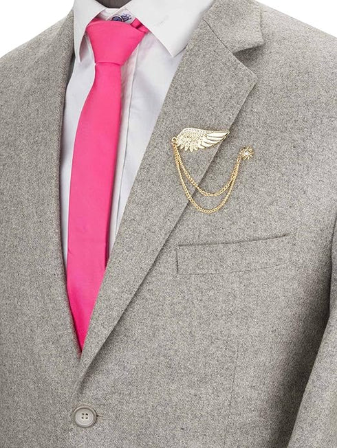 Knighthood Golden Stone Wing Brooch with Hanging Chain for Men