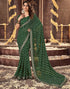 Vasthrlay Georgette Leheriya Green Saree With Unstitched Blouse Piece