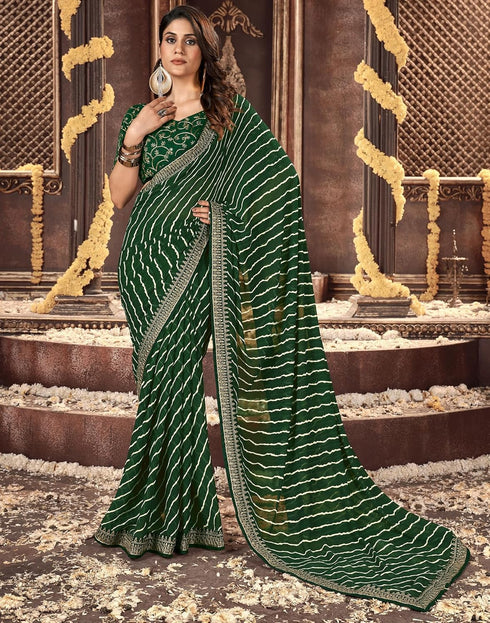 Vasthrlay Georgette Leheriya Unstitched Blue Saree