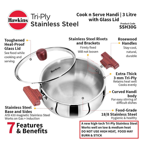 Hawkins 3 Litre Cook n Serve Handi