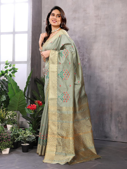 Vasthrlay Boarder Embroidered Unstitched Gold Free Ethnic Wear