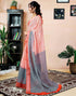 Vasthrlay Womens Printed Beige And Dark Dusty Green Saree With Unstitched Blouse Piece