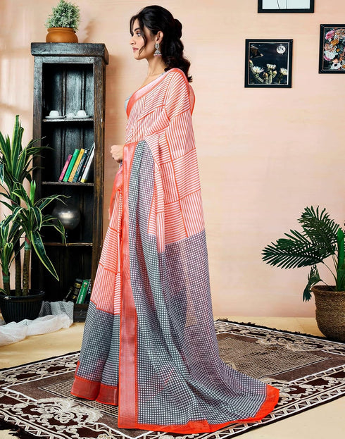 Vasthrlay Womens Printed Unstitched Dark Green Saree