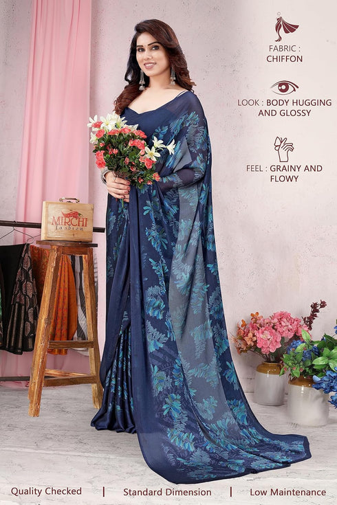 Vasthrlay Fashion Chiffon Turquoise Ethnic Wear
