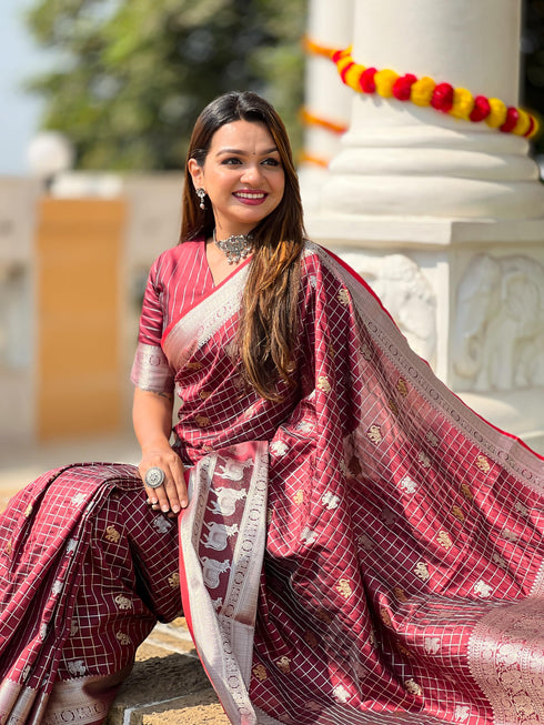 Vasthrlay Elephant Unstitched Saree