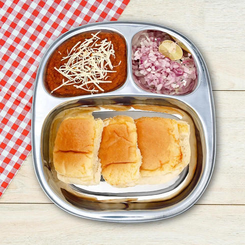Stainless Steel Plates with Compartments Set of 2