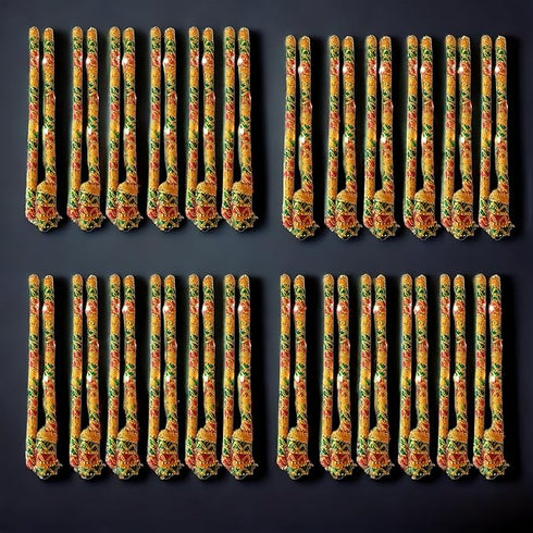 Saudeep India Brocade Lace Decorated Wooden LED Dandiya Sticks