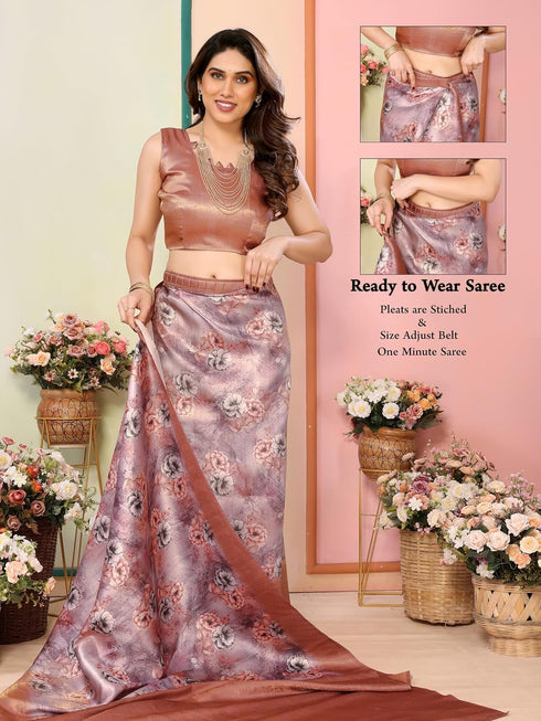 Vasthrlay Kanjivaram Banarasi Unstitched Currant Onion Free Ethnic Wear