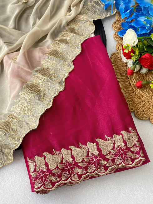 Vasthrlay Georgette Embroidery Saree