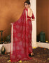 Vasthrlay Chiffon Bandhani Dark Red Saree With Unstitched Blouse Piece