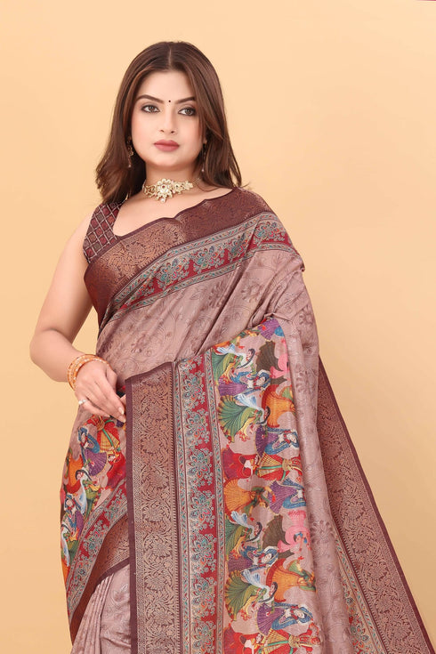Vasthrlay Kanjivaram Traditional Unstitched Saree