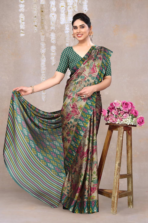 Vasthrlay Fashion Chiffon Georgette Beige Ethnic Wear