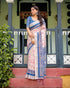 Vasthrlay Turquoise Floral Embroidered Saree