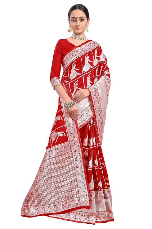 Vasthrlay Banarasi Bridal Red Ethnic Wear
