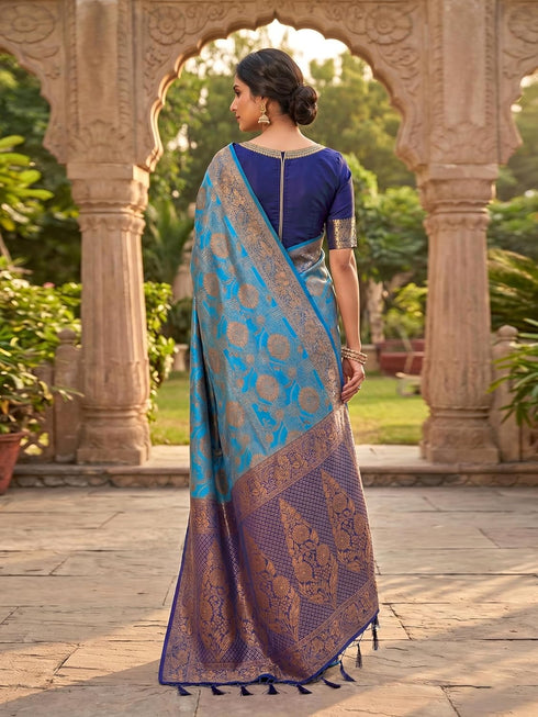 Vasthrlay Jacquard Traditional Unstitch Purpleorange Ethnic Wear