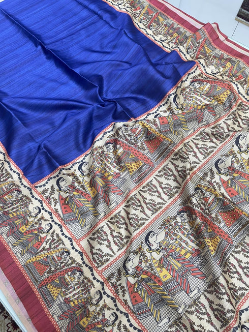 Vasthrlay Tussar Ghicha Traditional Kalamkari Madhubani