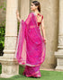 Vasthrlay Chiffon Bandhani Pink Saree With Unstitched Blouse Piece