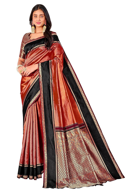Vasthrlay Banarasi Brown Ethnic Wear