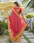Vasthrlay Bandhani Embroidery Unstitched Pink Saree