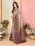 Vasthrlay Brown Printed Unstitched Saree