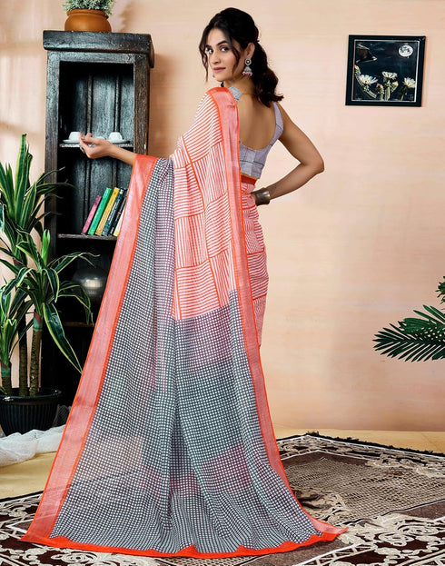 Vasthrlay Womens Printed Unstitched Dark Green Saree