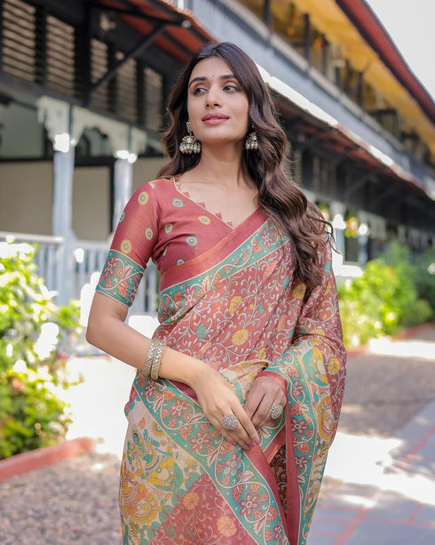 Vasthrlay Handloom Cotton Turquoise Saree