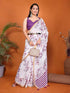 Vasthrlay Purple Womens Linen Ready To Wear Saree