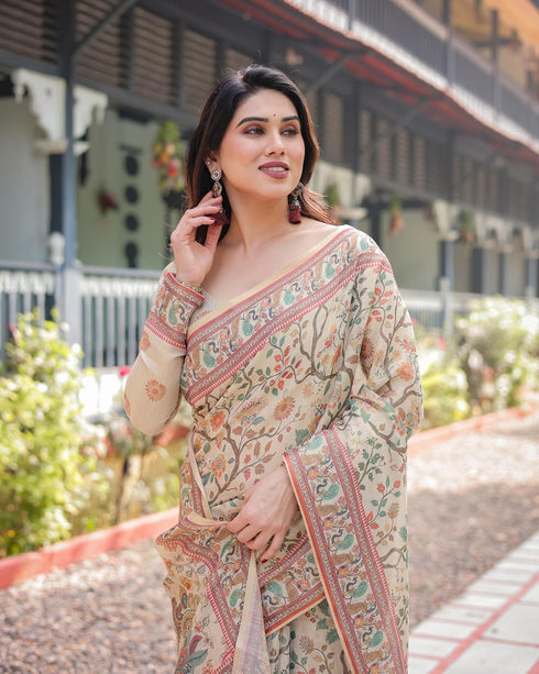 Vasthrlay Turquoise Embroidery Traditional Saree