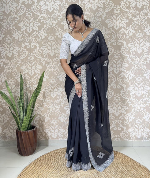 Vasthrlay Georgette Embellishments Embroidered Traditional