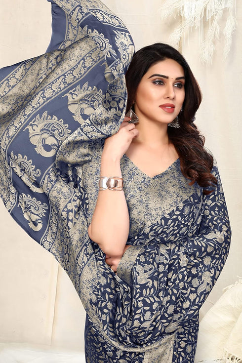 Vasthrlay Fashion Chiffon Georgette Teal Ethnic Wear