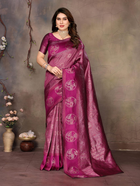 Vasthrlay Wine Silk Saree