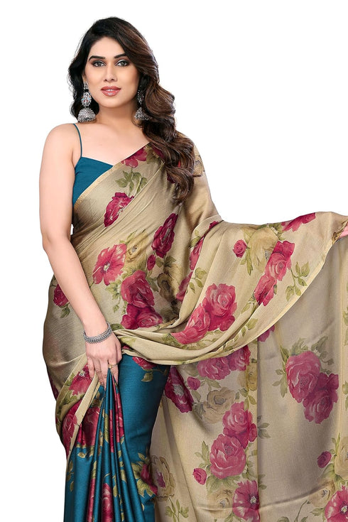 Vasthrlay Fashion Chiffon Printed Grey Ethnic Wear