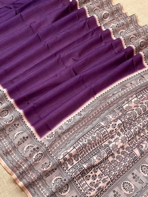 Vasthrlay Tussar Saree Kalamkari