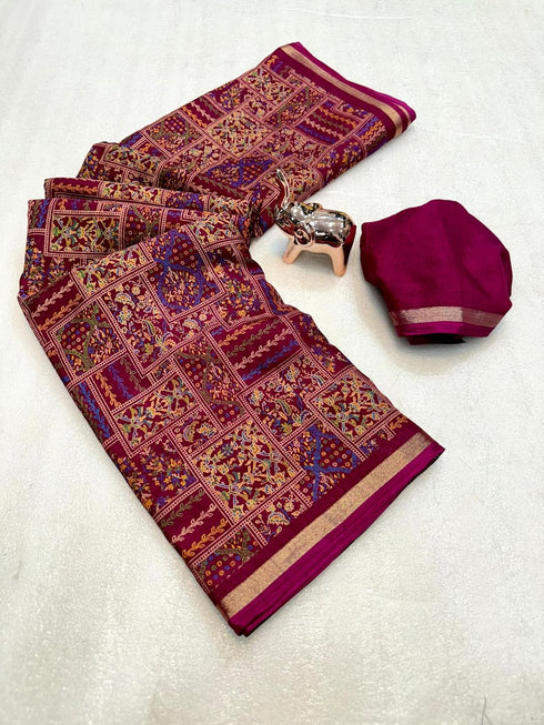 Vasthrlay Silk Saree Kalamkari