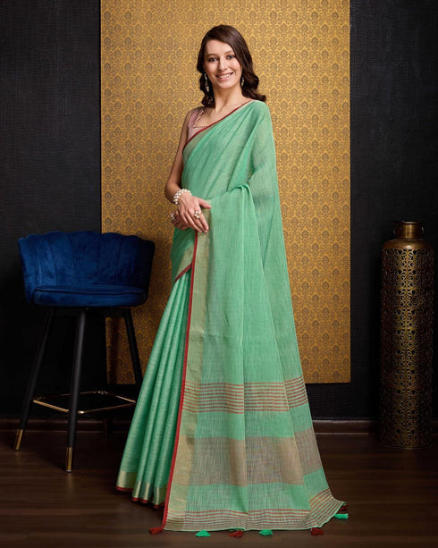 Vasthrlay Women's Cotton Unstitched Blouse Saree