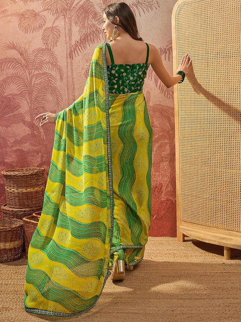 Vasthrlay Chiffon Bandhani Unstitched Purple Saree