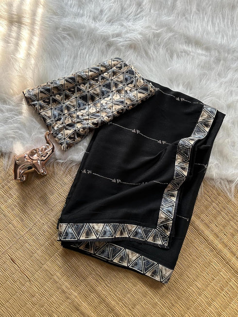 Vasthrlay Vichitra Embroidery Brown Black