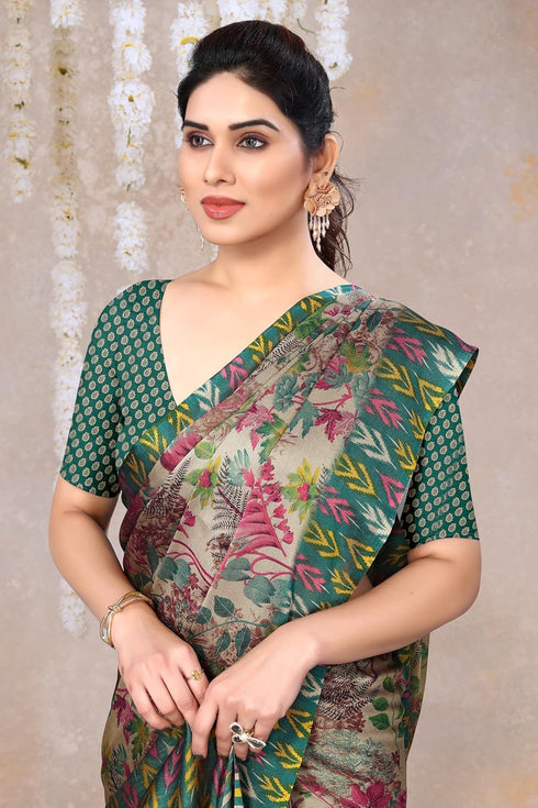 Vasthrlay Fashion Chiffon Georgette Beige Ethnic Wear