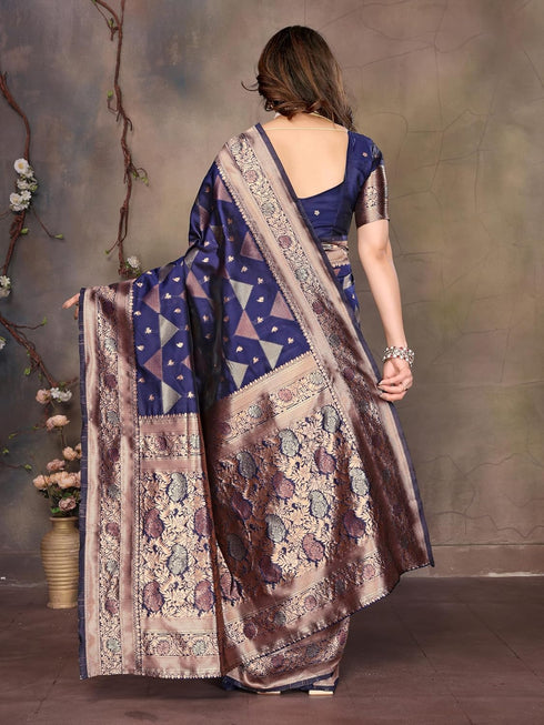 Vasthrlay Kanjeevaram Silk Unstitched Rani Dark Ethnic Wear