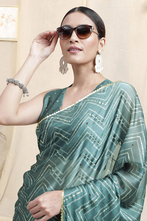 Vasthrlay Fashion Chiffon Chevron Printed Ethnic Wear