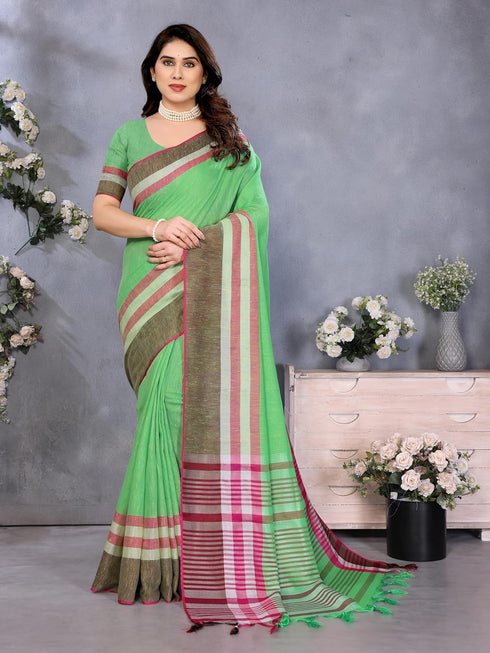 VasthrlayUnstitched Double Line Orange Free Ethnic Wear